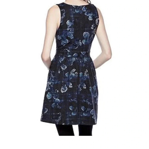 THAKOON by Design Nation Blue Plaid Floral Print Sleeveless Dress Size 6 - Picture 12 of 13